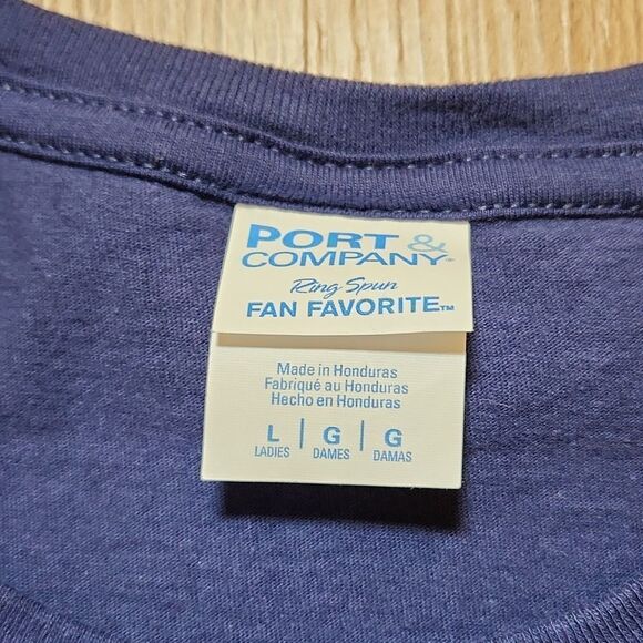 🔸️Blue w/White Daisy "I am..." Scoop Neck Short Sleeve Top Large - Picture 8 of 9